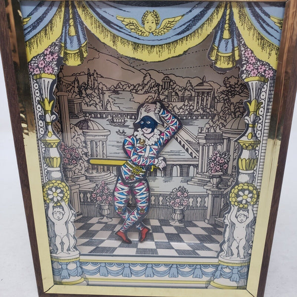 Vintage 1970s Reuge Swiss Music Box Menuet Mozart Dancing Harlequin Musical 7in
