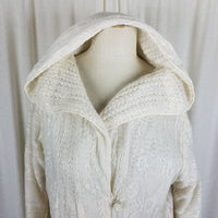 Vintage Reversible Knit Lace MCM 50s Hooded Cardigan Sweater Jacket Womens sz M