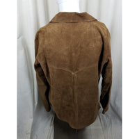 Vintage Leather Suede Lace Up Mountain Man Western Popover Shirt Jacket Mens L