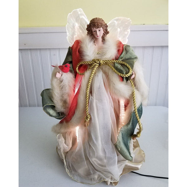 Vintage Color Changing Fiber Optics Angel Tree Topper Tabletop Christmas Holiday