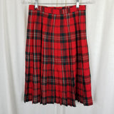 Vtg Celtic Craft Centre Red Tartan Plaid Kilt Skirt Wool Fringe Wrap Womens XS S