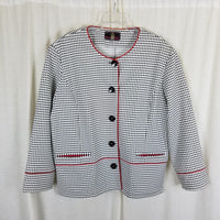 Designer Franz Mari Collarless Black & White Checked Blazer Jacket Womens 58 XL