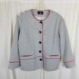 Designer Franz Mari Collarless Black & White Checked Blazer Jacket Womens 58 XL
