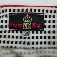 Designer Franz Mari Collarless Black & White Checked Blazer Jacket Womens 58 XL