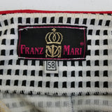 Designer Franz Mari Collarless Black & White Checked Blazer Jacket Womens 58 XL