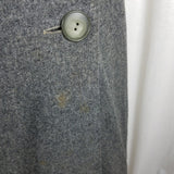 Vintage Handmade 1950s Wool Tweed Button Up Mod Dress Womens M L Charcoal Gray