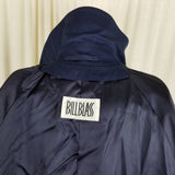 Bill Blass Navy Double Breasted Epaulets Cape Top Maxi 80s Trench Coat Womens 6