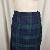 Vintage Aljean Canada Pleated 100% Wool Tartan Plaid Kilt Wrap Skirt Womens 28in