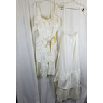 Vtg NWT 70s Tiered Ruffled Lace Short Maxi Dress Victorian Cream Diamonds Run 5