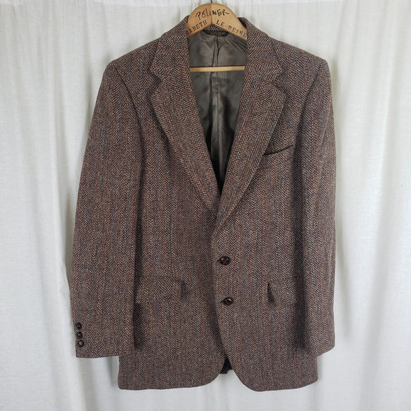 Vintage Signature Series Herringbone Tweed Wool Blazer Sport Coat Jacket Mens 40