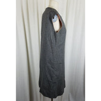 Vintage Handmade 1950s Wool Tweed Button Up Mod Dress Womens M L Charcoal Gray