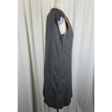 Vintage Handmade 1950s Wool Tweed Button Up Mod Dress Womens M L Charcoal Gray