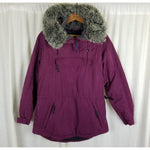 Vintage LL Bean Primaloft Hooded Faux Fur Pullover Quilted Jacket Parka Womens S