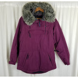 Vintage LL Bean Primaloft Hooded Faux Fur Pullover Quilted Jacket Parka Womens S