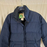Vintage Woods Goose Co. Down Puffer Jacket Parka Mens L Cargo Pockets Navy Blue