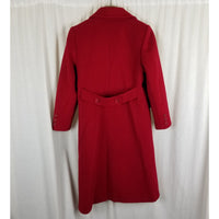 Vintage JG Hook Red Wool Half Belted Back Fit & Flare Peacoat Coat Womens S Demi