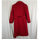 Vintage JG Hook Red Wool Half Belted Back Fit & Flare Peacoat Coat Womens S Demi