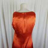 Vintage Soda Blu Maxi Sleeveless Metallic Sheen Tank Dress Womens M USA Rust