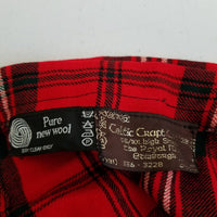 Vtg Celtic Craft Centre Red Tartan Plaid Kilt Skirt Wool Fringe Wrap Womens XS S