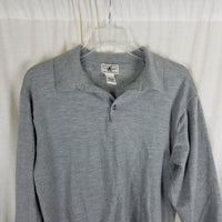 Vintage LL Bean Wool Polo Collared Henley Shirt Sweater Mens M Thin Lightweight