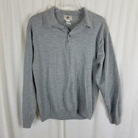 Vintage LL Bean Wool Polo Collared Henley Shirt Sweater Mens M Thin Lightweight