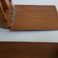 Set of Vintage Folding Elephant Bookends Carved Wood Siam Folk Art Tri 3 Triple