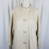Vintage Cashmere Mink 50s 60s Jackie O Mod MCM Wool Collarless Peacoat Womens 12