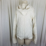 Vintage Reversible Knit Lace MCM 50s Hooded Cardigan Sweater Jacket Womens sz M