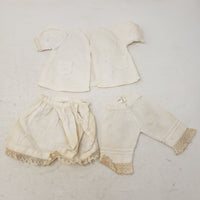 Vintage Antique Baby Doll Clothes Lot Pink Gingham Dress Skirt Pantaloons 18"