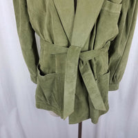 Georgetown Leather Design Leather Suede Wrap Jacket Coat Womens L Belt Tie Sash