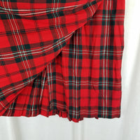Vtg Celtic Craft Centre Red Tartan Plaid Kilt Skirt Wool Fringe Wrap Womens XS S