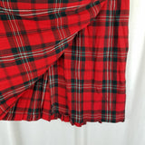 Vtg Celtic Craft Centre Red Tartan Plaid Kilt Skirt Wool Fringe Wrap Womens XS S