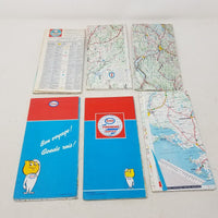 ESSO Auto Kaart European Maps Lot of 6 Mid Century Italia Nederland Deutschland