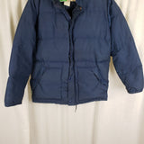 Vintage Woods Goose Co. Down Puffer Jacket Parka Mens L Cargo Pockets Navy Blue
