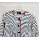 Designer Franz Mari Collarless Black & White Checked Blazer Jacket Womens 58 XL