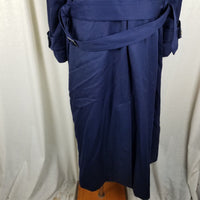 Bill Blass Navy Double Breasted Epaulets Cape Top Maxi 80s Trench Coat Womens 6