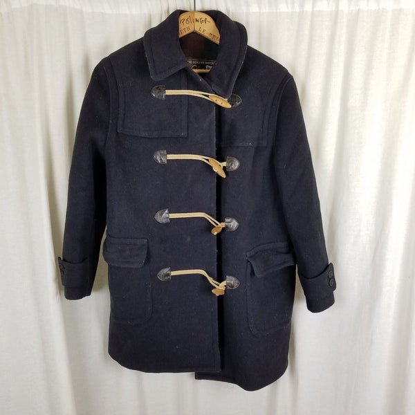 Vintage Lodenfry Loden Coat Wool Leather Toggle Closure Duffle Coat Peacoat Womens M L
