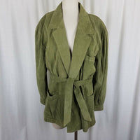 Georgetown Leather Design Leather Suede Wrap Jacket Coat Womens L Belt Tie Sash