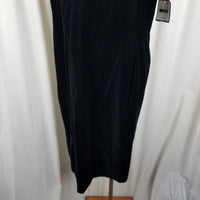 Vintage Leslie Fay Dresses Black Velvet Midi Dress Womens 16 80s Shoulder Pads