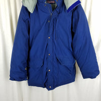 Vintage Hermans Goose Down Puffer Jacket Parka Mens L Cargo Pockets Navy Blue