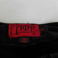 Vtg Y2K Tripp NYC Black Halter Corset Top Lace Up Zippers Womens XL Gothic 90s