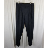 Vintage Gap Winter Wool Tweed Cuffed Pants Trousers Mens sz 34x32 Black Charcoal