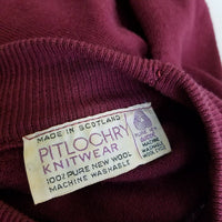 Vintage Pitlochery Knitwear Kilt Skirt Outfit Sash Top Wool Tartan Plaid Womens 14 Lochmari Maroon