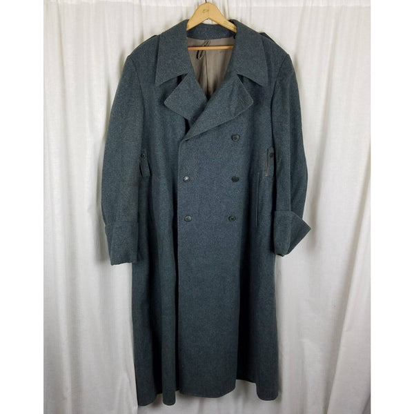 Vintage Swiss Military Coat Uniform Wool Trench Peacoat Wool Overcoat Mens 54