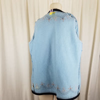 Vintage Austria Boiled Weighted Wool Sweater Jacket Blazer Womens L Embroidered