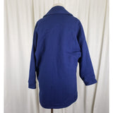 Vintage Woolrich Woman Cobalt Blue Plaid Lined Wool Car Coat Peacoat Womens S