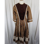 Vintage Calico Peasant Midi Prairie Dress Womens S M Cabincore Cottagecore Boho