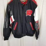 Vintage Jeff Hamilton Design Wisconsin Badgers Leather Bomber Jacket Mens XL USA