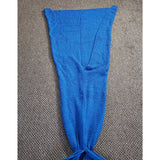 Handmade Crochet Knit Afghan Mermaids Tail Snuggle Blanket 56" Scales Fin Cobalt