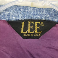 Lee Twill Denim Look Button Up Long Sleeve Polyester Leisure Shirt Mens M L US